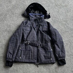 Free Country Black Jacket with Purple Windowpane Check Ski Coat